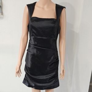 Hailey Logan Black Sheath Mini Dress Square Neck